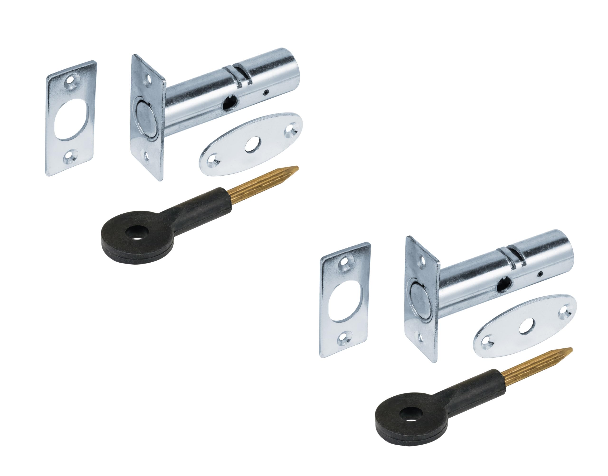 2 Pack Mortice Door Bolts with Star Key, Door Security Rack Bolt Providing Enhanced Protection for Doors and Windows at Home and in The Workplace (60mm, Chrome)