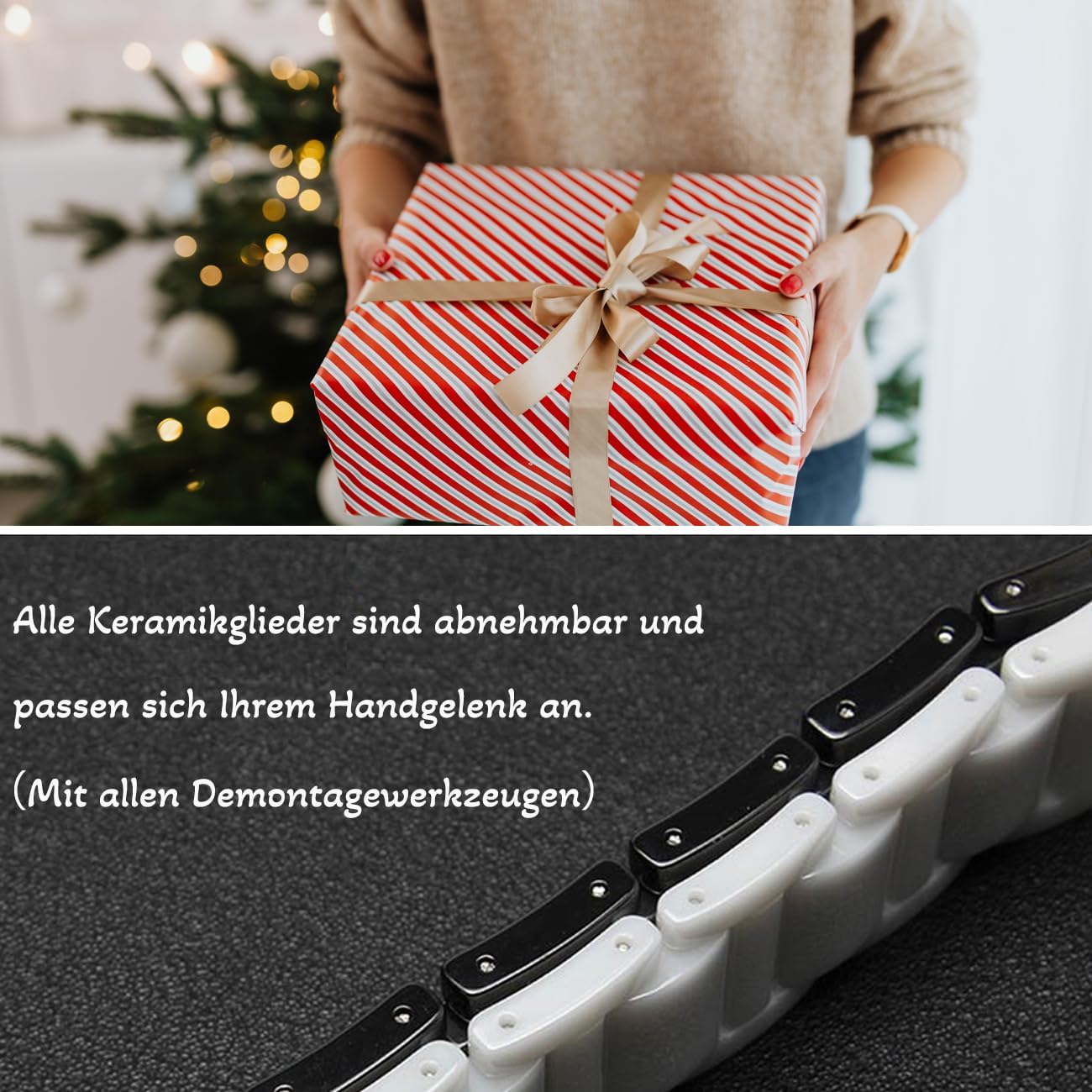 Juntan 20mm 22mm Ceramic Watch Band Quick Release Watch Replacement Strap with Stainless Steel Butterfly Deployment Clasp Watch Bracelet for Women Men