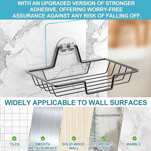 Miniatura 4 de LBshmao-D Soporte para jabonera, soporte para barra de jabón sin perforar, soporte de jabón de acero inoxidable 304, soporte para jabón de acero