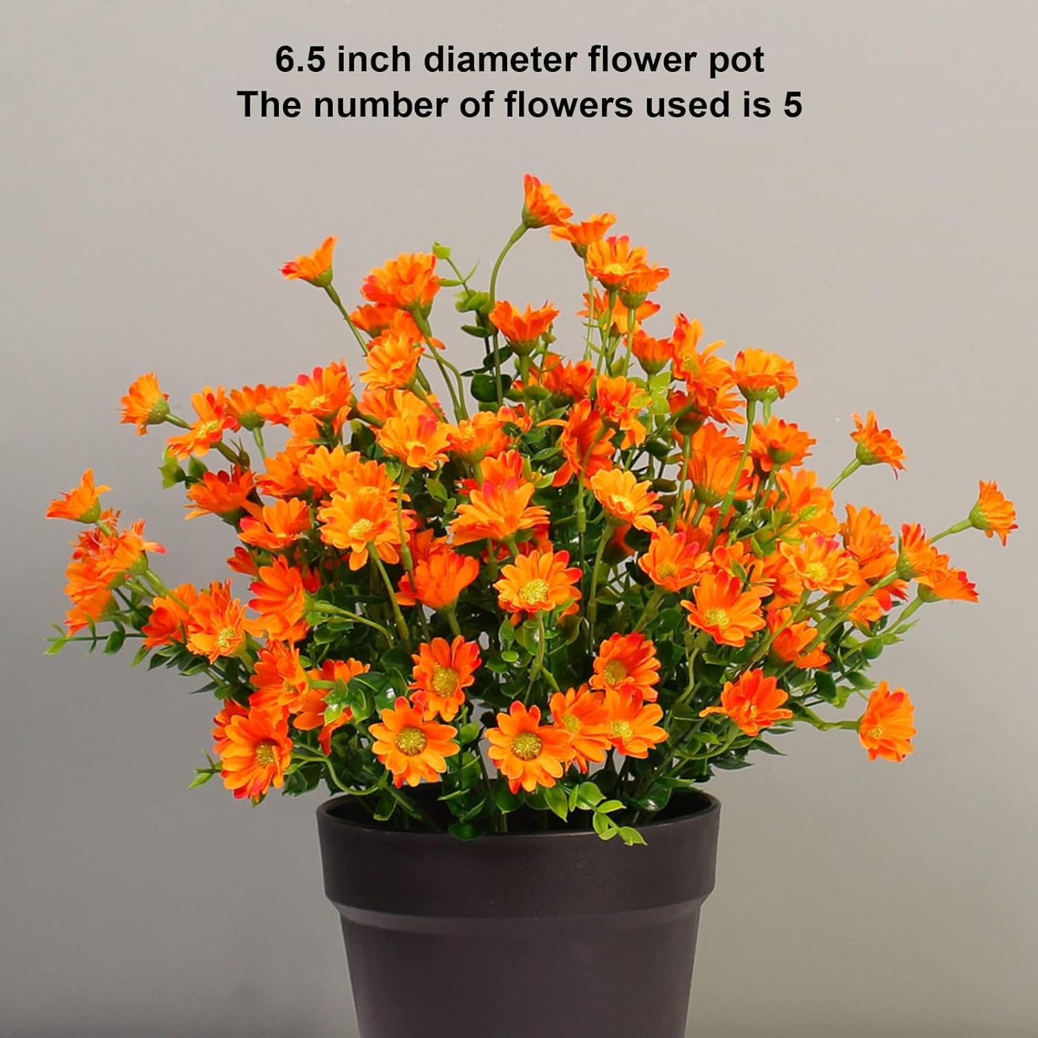 alyptus 8 Bundles Artificial Flowers for Outdoors Faux Mums UV Resistant Plastic Fall Plants Fake Greenery Orange Daisy Bulk for Home Gardenr Window Box Pathway Plante Wedding Decor (Orange) - Image 4