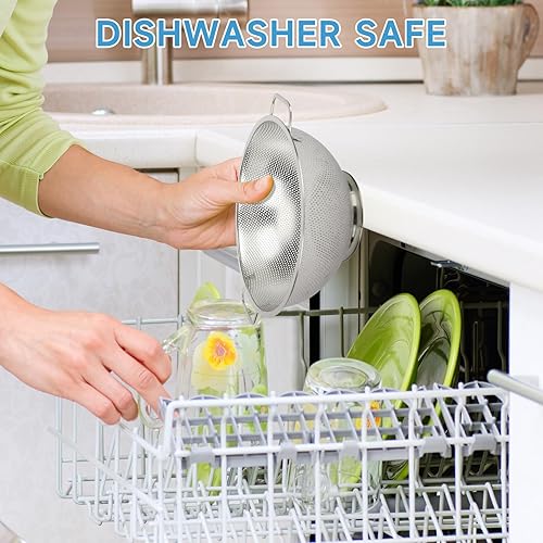 Miniatura 7 de Colador para cocina, 3 cuartos de galón, colador de acero inoxidable con asa para frutas, verduras, cocinar alimentos, apto para lavavajillas
