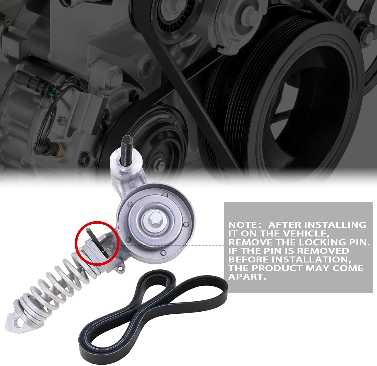 Belt Tensioner Assembly With Pulley With Serpentine Belt Compatible With 2011-2016 Chevy Cruze 2012-2019 Sonic 2013-2020 Trax 2016 Cruze Limited 2013-2020 Buick Encore Replace#55565236 5PK1400