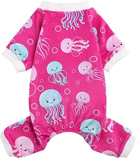 Dog Pajamas for Small Dogs Male Female Dog Clothes, Lightweight Velvet Pet Jumpsuit, Stretch Fleece Onesie, Shih Tzu Winter Spring Clothes, Pjs, Onesie Apparel, M, Rose