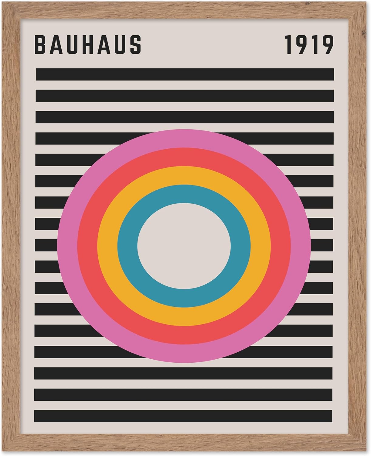 Poster Master Bauhaus Poster - Pink Waves Print - Abstract Art - Geometric Design - Chic Boho Art - Mid Century Modern Design - Contemporary Decor - Living Room or Bedroom Wall Decor - 8x10 UNFRAMED Wall Decor