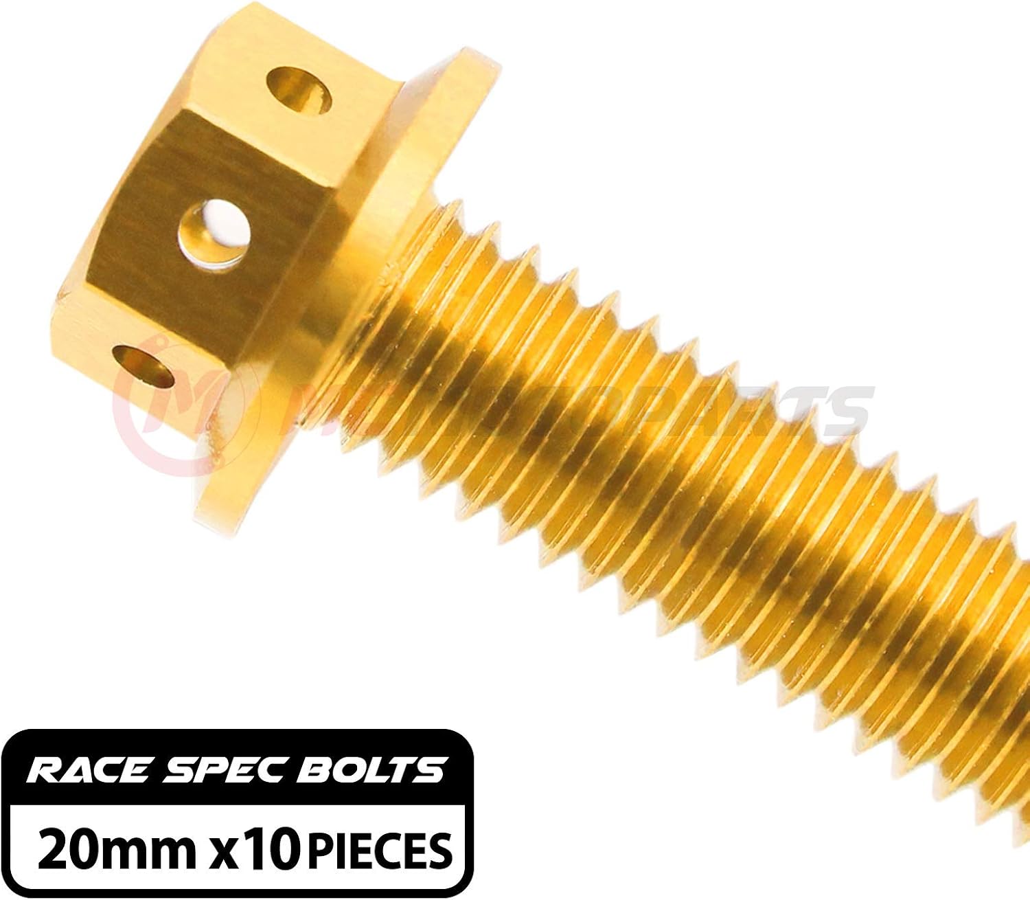 MC MOTOPARTS Pre-drilled CNC Race Spec Bolts M6 x 20mm Flanged HEX Head Screws 10 pcs (Gold)