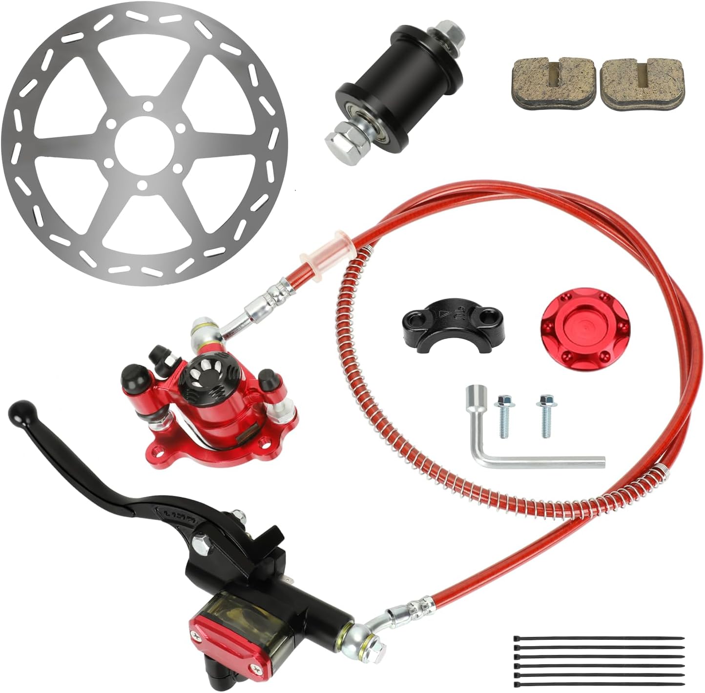 Mini Bike Hydraulic Brakes Kit Replacement for Baja Doodle Bug DB30 Blitz Dirt Bug Predator 79cc 97cc 2.8hp, Mini Bike Brake Caliper with Rear Disc Brake Rotor Master Cylinder Chain Tensioner