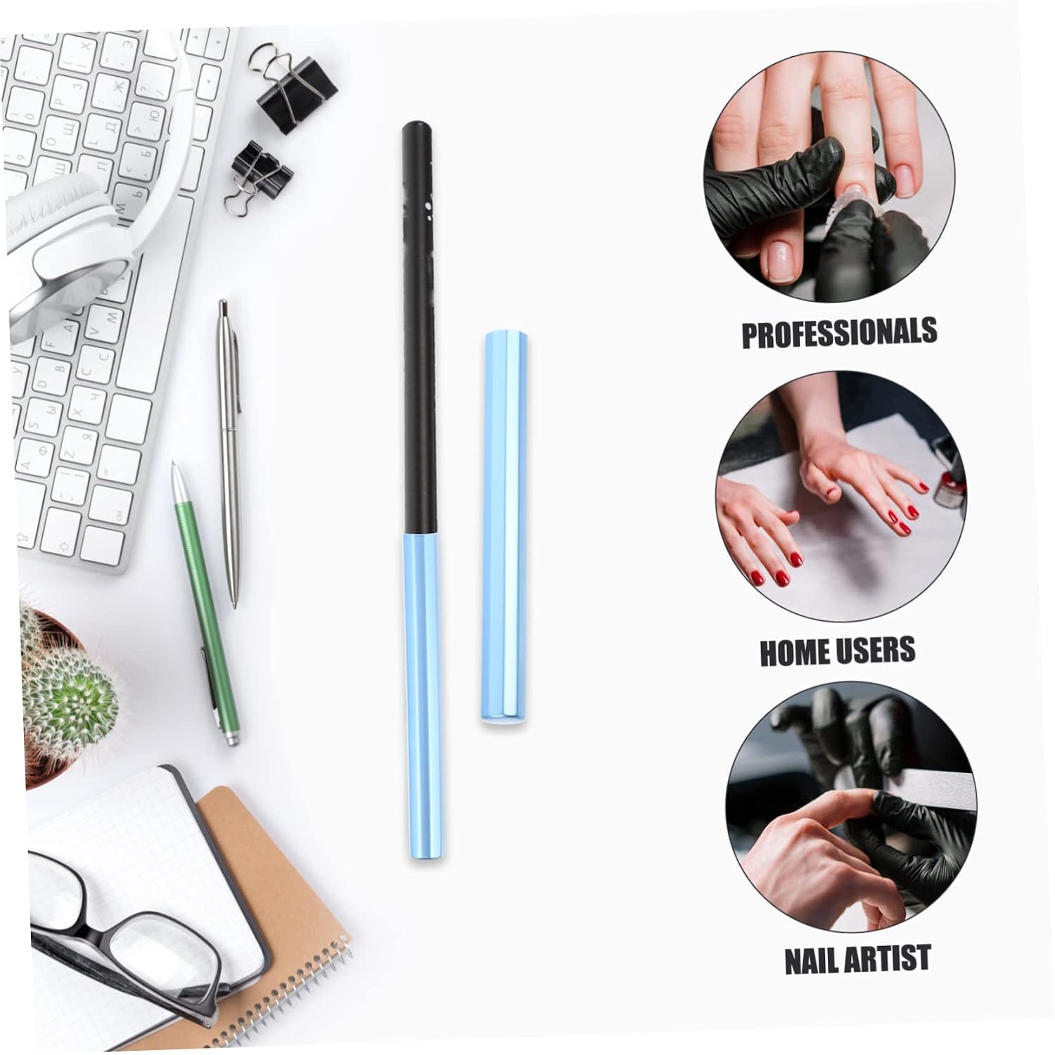 VANZACK 30pcs Protective Manicure Pen Caps Light Acrylic Nail Art Pen Toppers Matte Rainbow Colors for Nail Art and Manicure