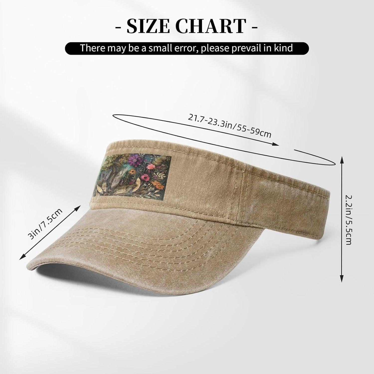 Sun Hats for Men Women Summer Sport Empty top Baseball Cotton with for Beach, Summer, Wildflower Digital Illustration Black