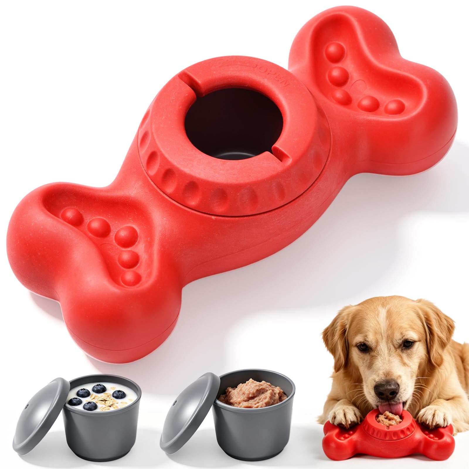 AUSCAT Dog Frozen Treat Toy, Bone-Shaped Red