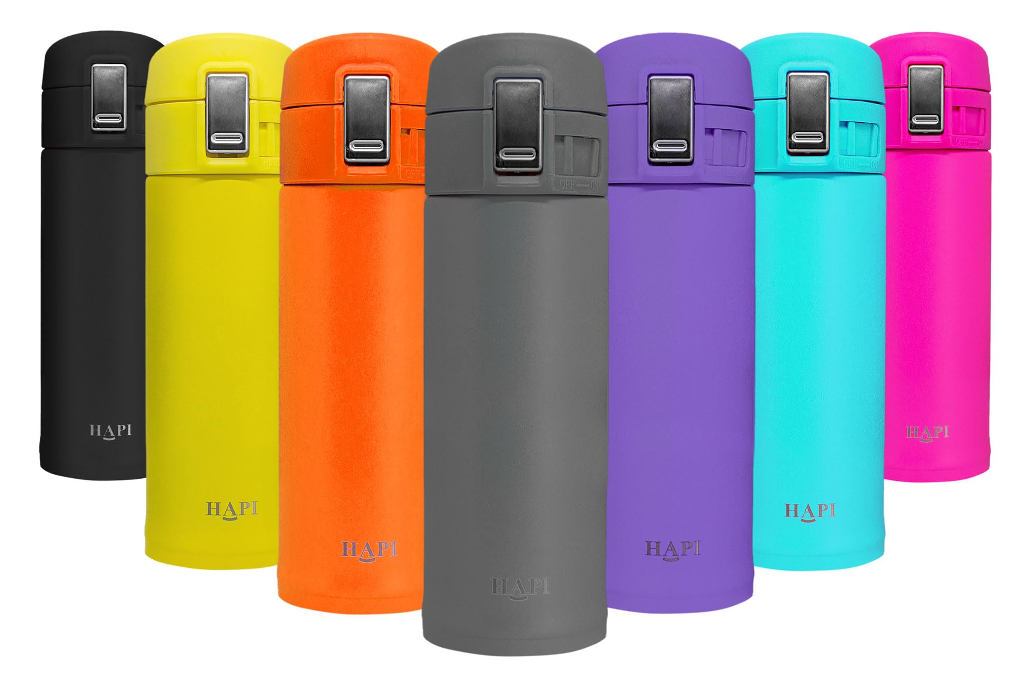 Hapi Thermos Flask for Hot Drink Coffee Bottle with Flip Lid | Leakproof Vacuum Cup | 16oz (500ml) | Grey