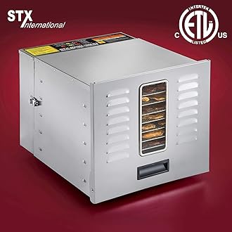 STX INTERNATIONAL Dehydra STX-DEH-1200W-XLS 10 Tray Stainless Steel Digital Food Dehydrator 1200W