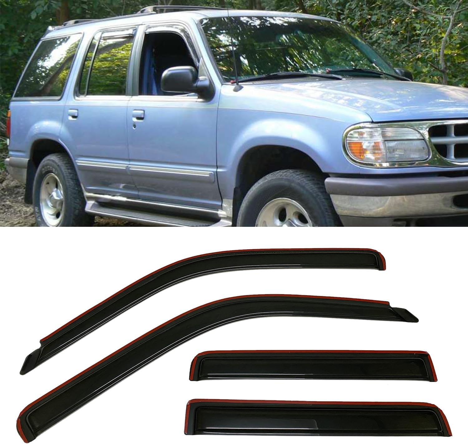 in-Channel Style Smoke Window Sun Rain Visors Vent Guard Shade Compatible with Ford Explorer Sport Trac 4DR 2001-2005