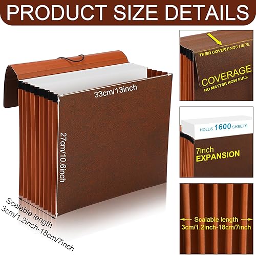 Miniatura 2 de PerKoop Carpeta de archivos expandible con solapa de 7 pulgadas de expansión con cierre de cordón elástico, carpeta de archivos expansible, tamaño