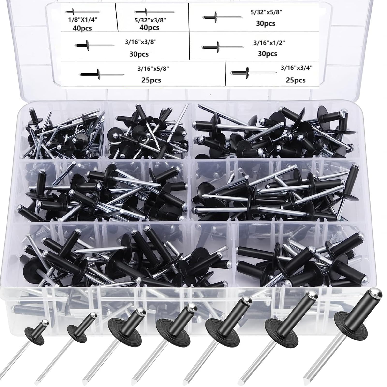 Easy Frame Tool 510-Piece Aluminum Pop Rivet Assortment - 14 SAE Sizes ...