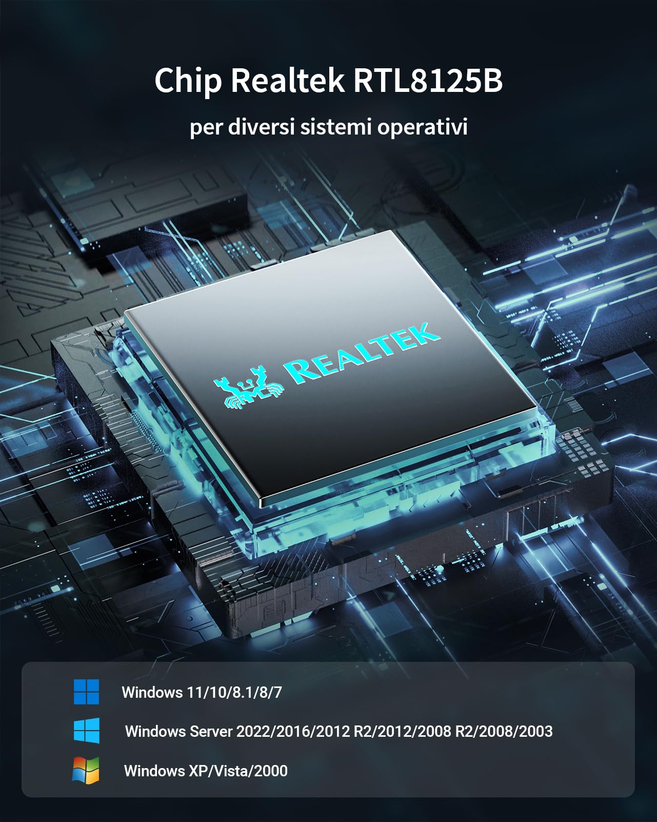 BrosTrend PCIe Scheda di Rete 2.5 Gigabit, PCI Express Gigabit Scheda Ethernet RJ45 LAN Controller, Extra Basso Profilo, PCIe Scheda Ethernet per Windows 11/10/8.1/8/7, Server/NAS Protezione a vita
