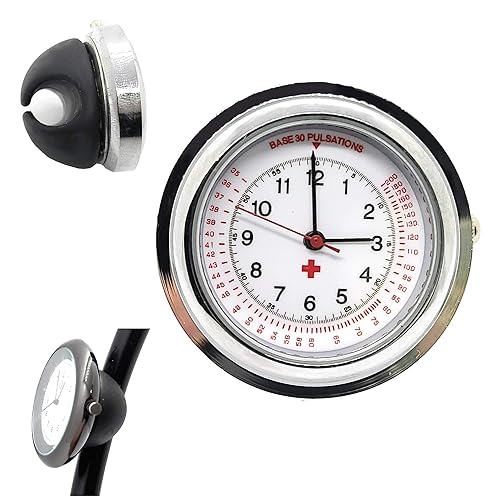 Black Nurse Stethoscope Watch - Lightweight Metal Frame- Attaches Directly