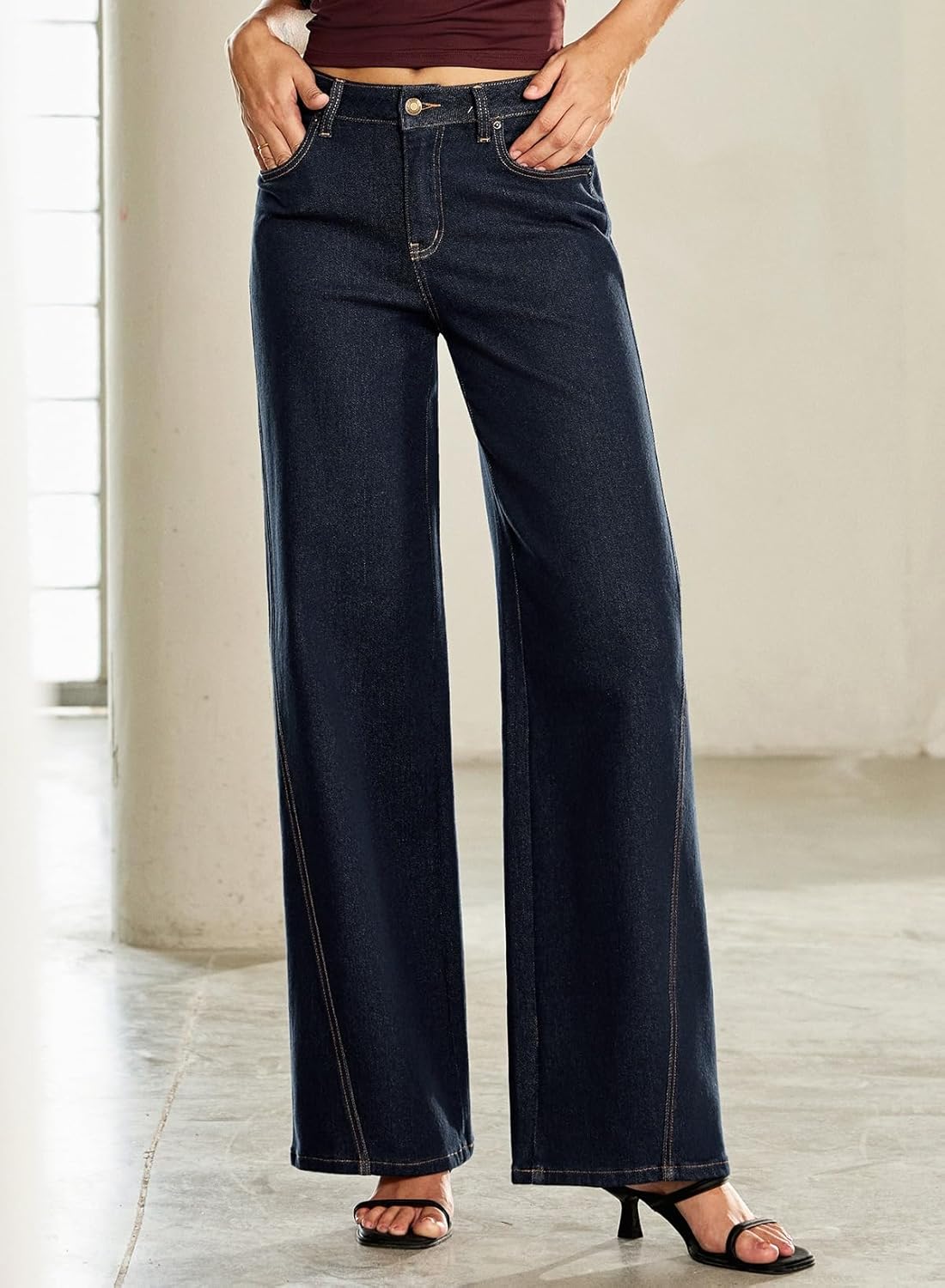 Sidefeel Women's Baggy Wide Leg Jeans High Waisted Straight Leg 2025 Fall Outfits Denim Pants - Image 4