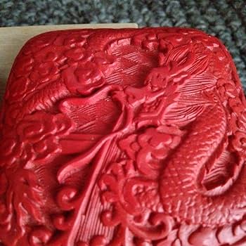 旧蔵した中国骨董古い唐物【龍雲】彫漆堆朱大きめ茶道御香合