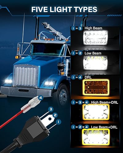 Miniatura 2 de CO LIGHT 4 faros delanteros LED de 4 x 6 pulgadas Hi Lo Sealed Beam Rectangular Reemplazar H4651 H4652 H4656 H4666 H6545 Compatible con Peterbilt
