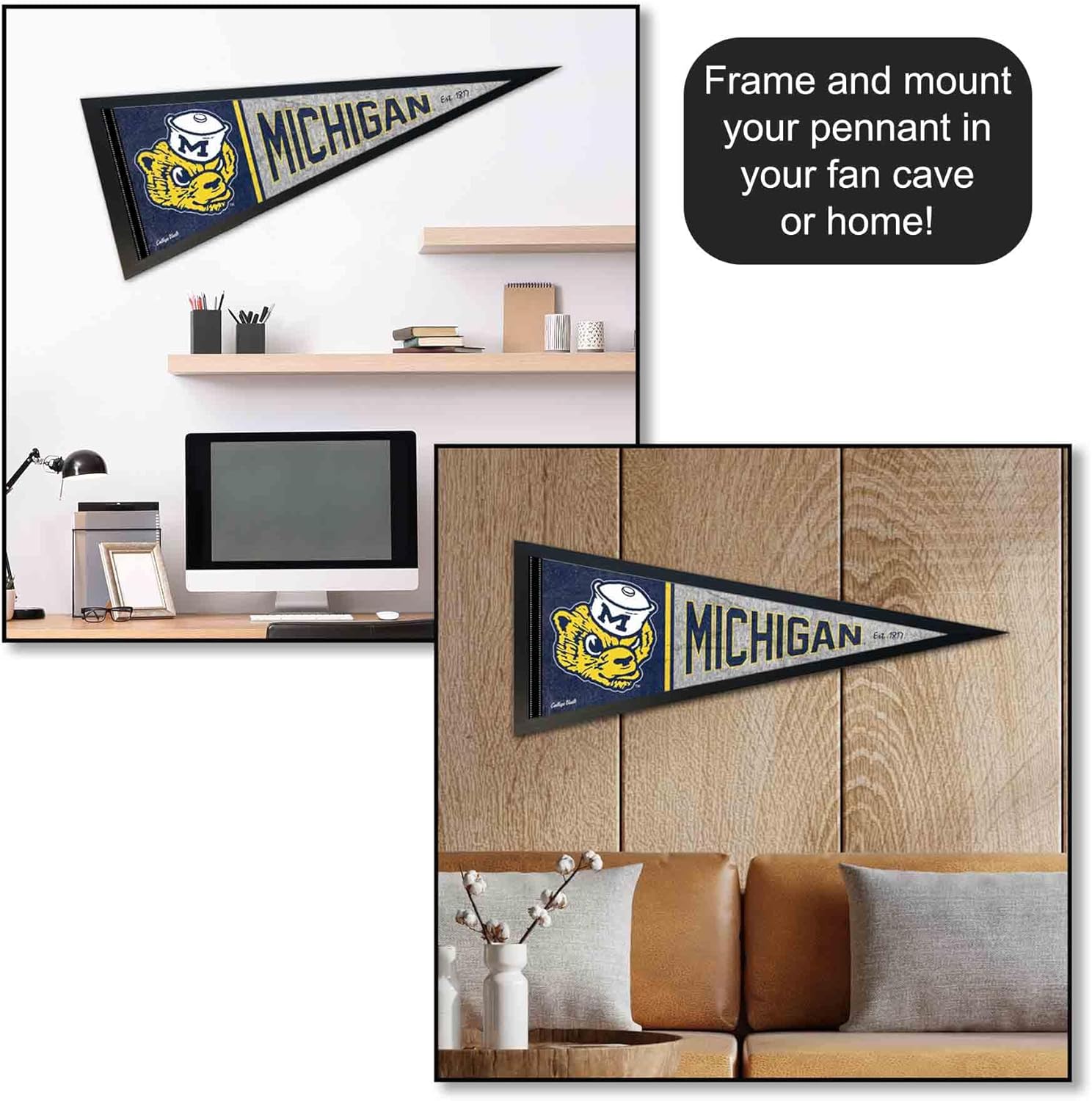 Michigan Team University Wolverines Pennant Throwback Vintage Banner - Image 4