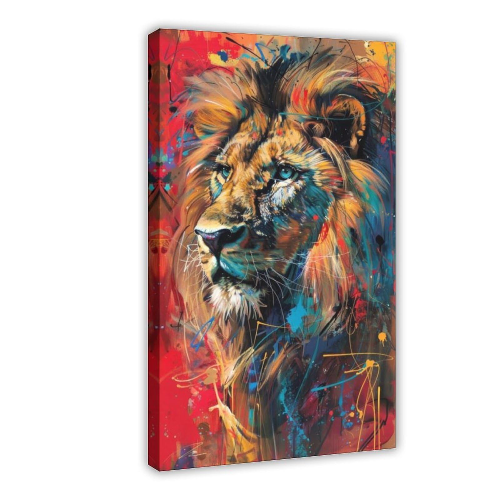 Bareronor Interesting Lion Portrait Abstract Canvas Poster Bedroom Decor Landscape Office Room Decor Gift 24" L X 36" W