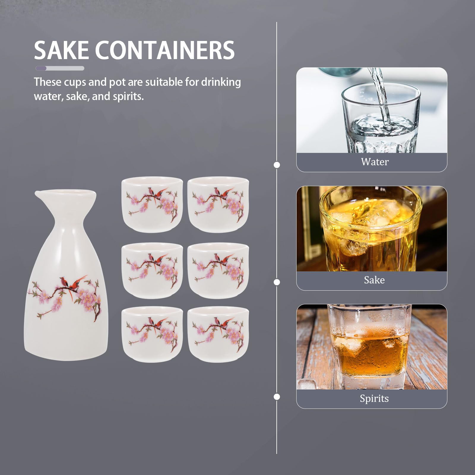 BESPORTBLE Sake japonés 5 piezas con jarra de cerámica y vasos para servir licores y reuniones sociales