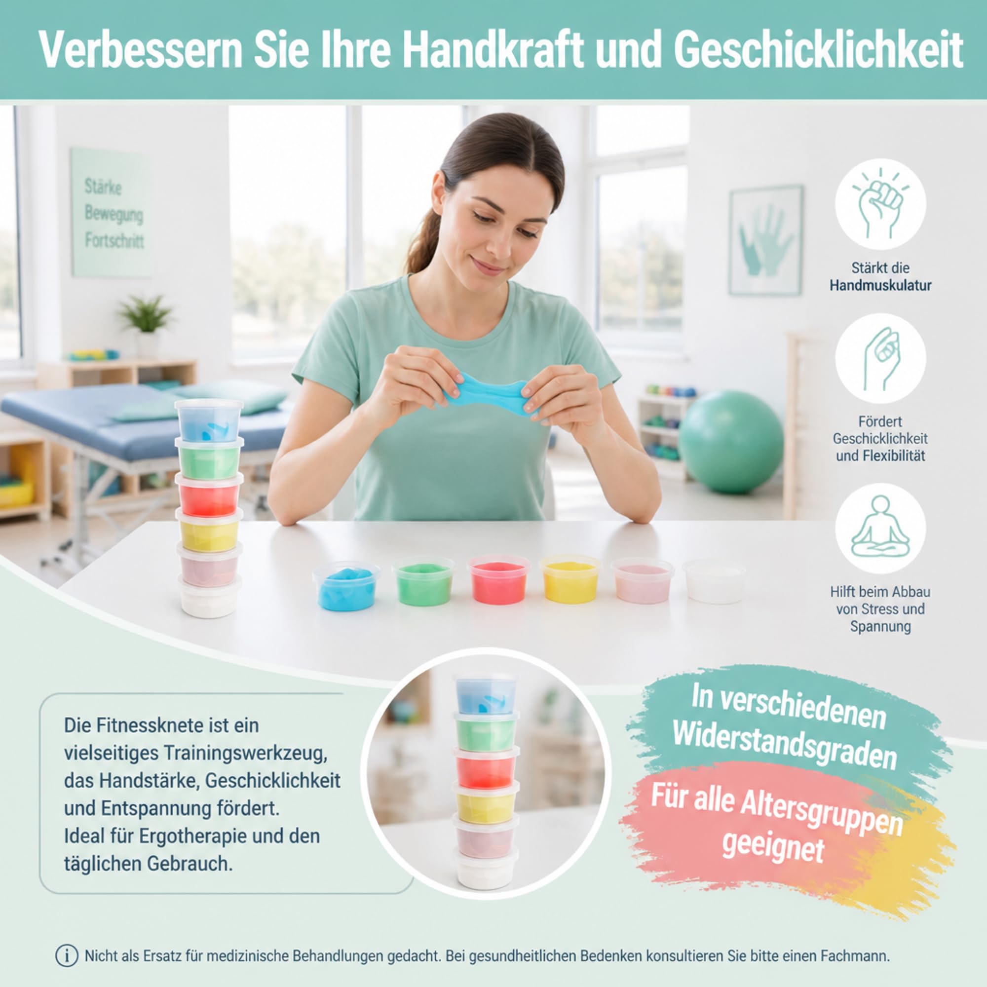 ATC Handels GmbH Terapia arcilla 85 g, masilla para entrenamiento manual, terapia amasar arcilla
