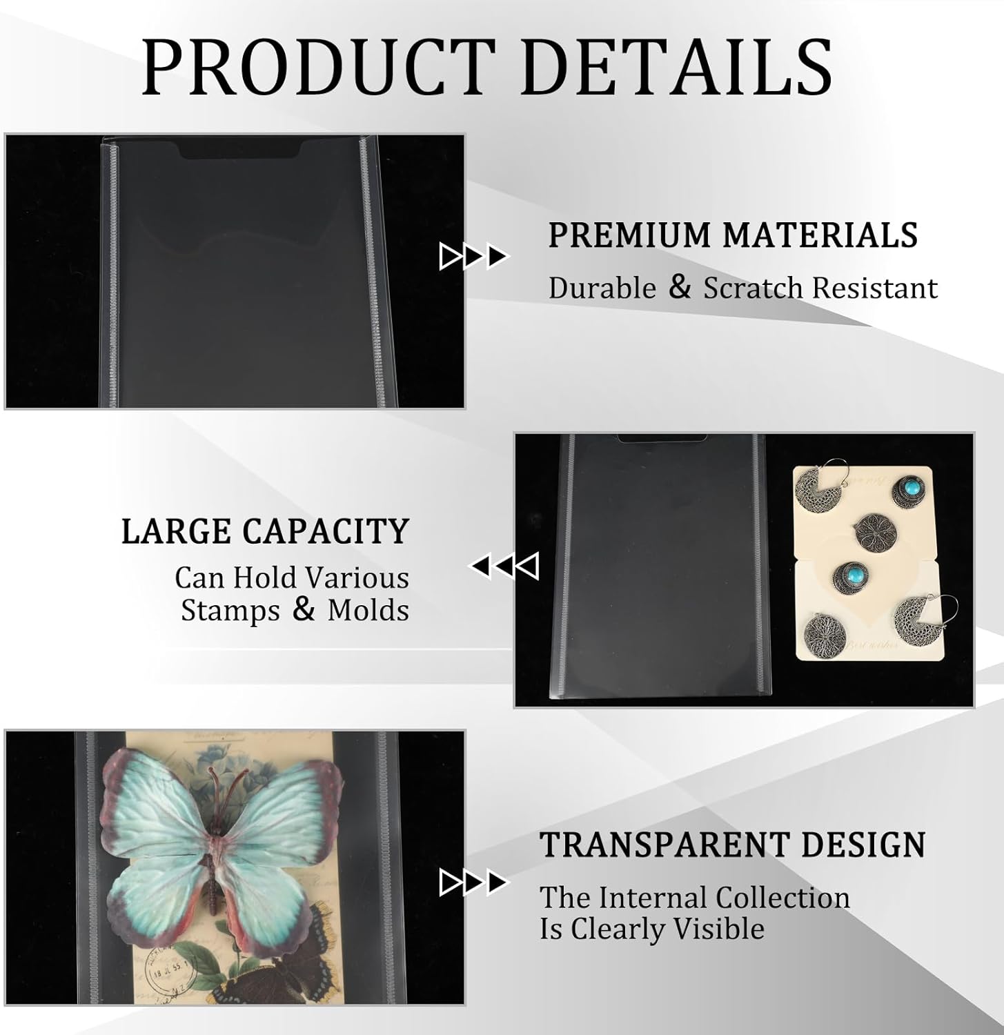Tinlade 100 Pcs Stamp and Die Storage Pockets Clear Stamp Holder 5-5/8" x 7-3/8" Die Cut Storage Sleeves Organizer