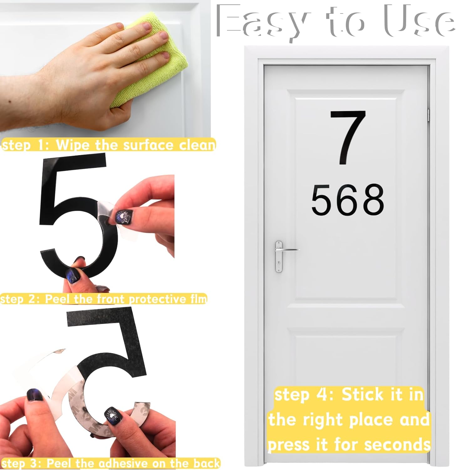 Self-adhesive House Numbers, Acrylic House Number Modern House Numbers Black Mailbox Numbers for Outside Address Home Number for Apartments Office Hotel Room (3in LetterC)