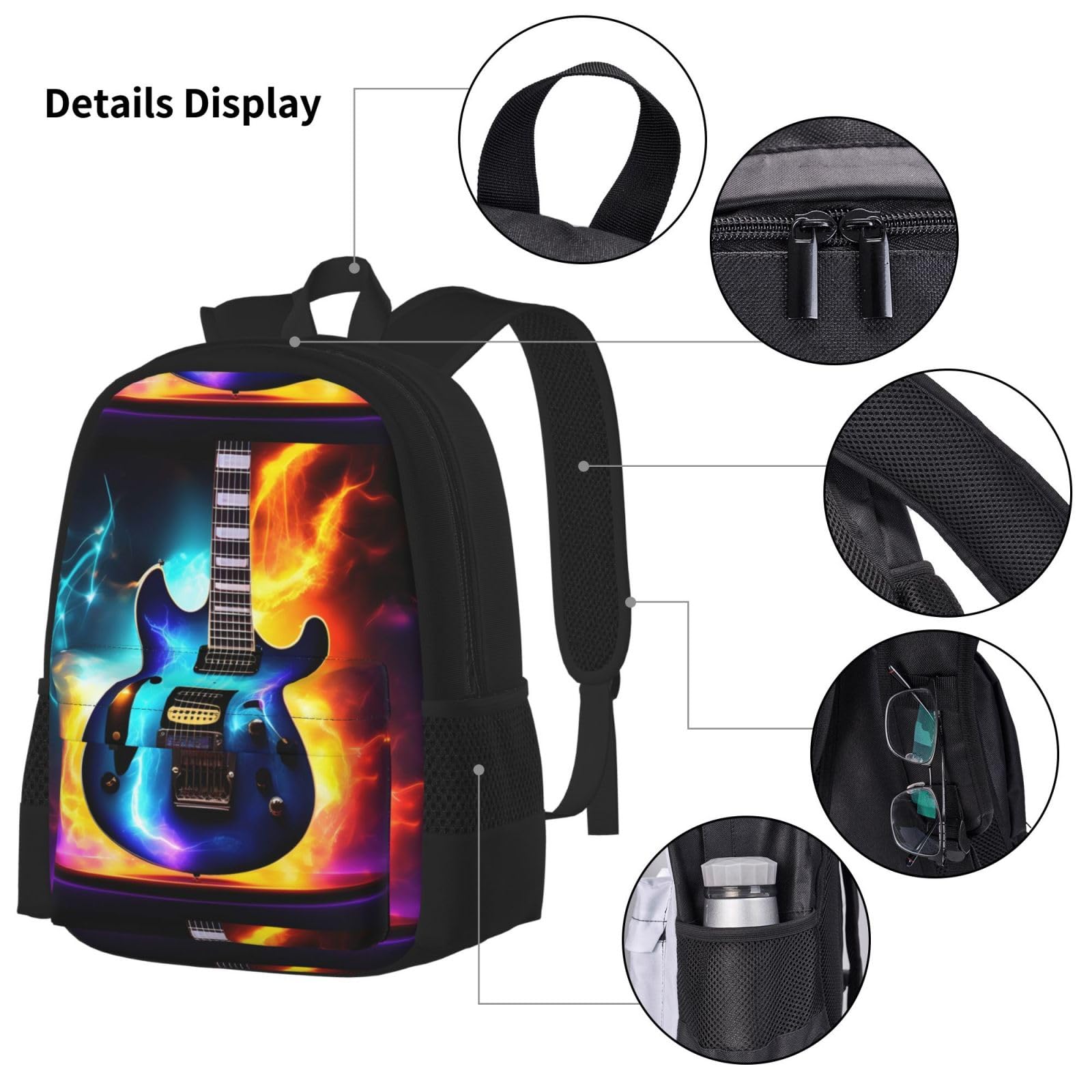 Magiczna gitara elektryczna podwójna torba na ramię Combo z nerką i piórnikiem, modne połączenie plecaka na co dzień