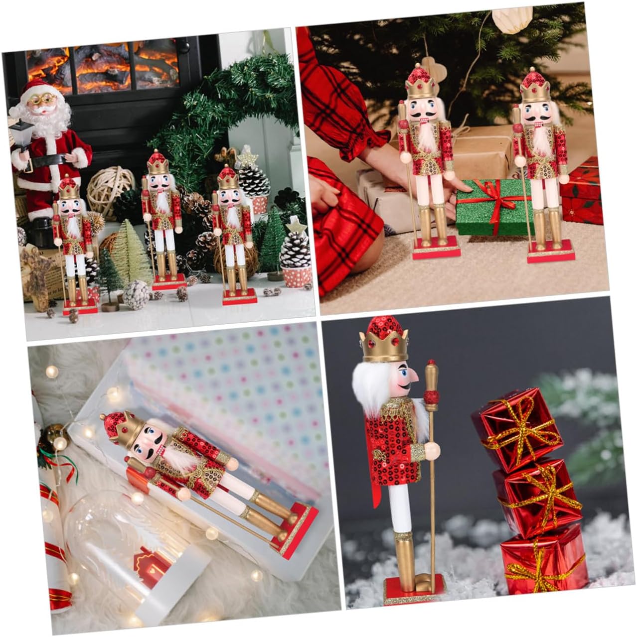 Nutcracker Christmas Figurine Wooden Nutcracker Soldier Decoration Red Painted Xmas Desktop Ornament Holiday Home Decor