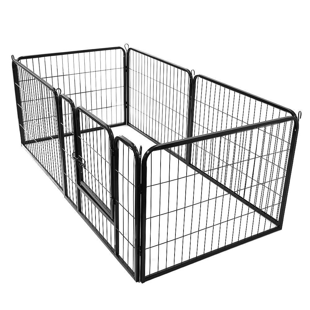 SHISHI Parco per Cuccioli Pieghevole, Barriere di Protezione 6 Pannelli Kit, Recinzione Metallica con Porta, Recinzione di Sicurezza Metallo, Recinzione con Porta per Interni e Esterni(Nero 480×60 cm)