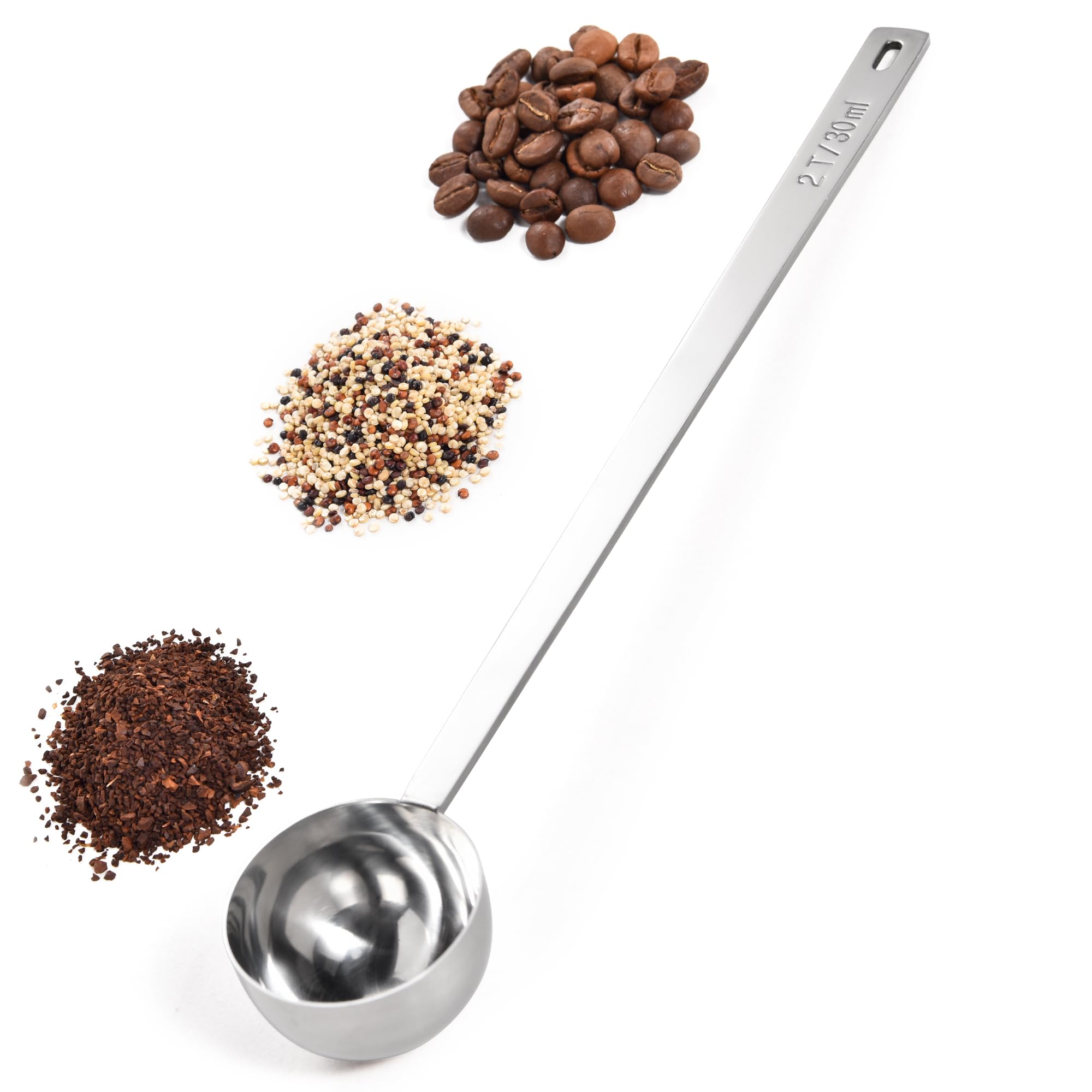 18/8 Stainless Steel Coffee Scoop, Doosu Food-Grade Metal Measuring Spoon with 8.5in Long Handle, Tablespoon Scooper for Coffee Beans, Ground Coffee,