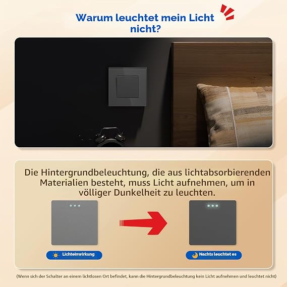 BSEED Single 1-Way Light Switch Glass Light Switch Flush-Mounted Button Switch Wall Switch Grey Crystal Rocker Switch