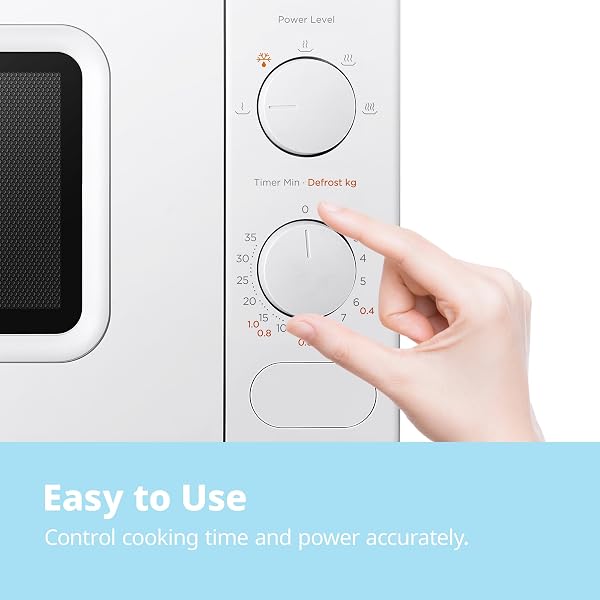 COMFEE' 700W 20L White Microwave Oven With 5 Cooking Power Levels, Quick Defrost Function, And Kitchen Manual Timer - Compact Design CM-M202CC(WH) - 4