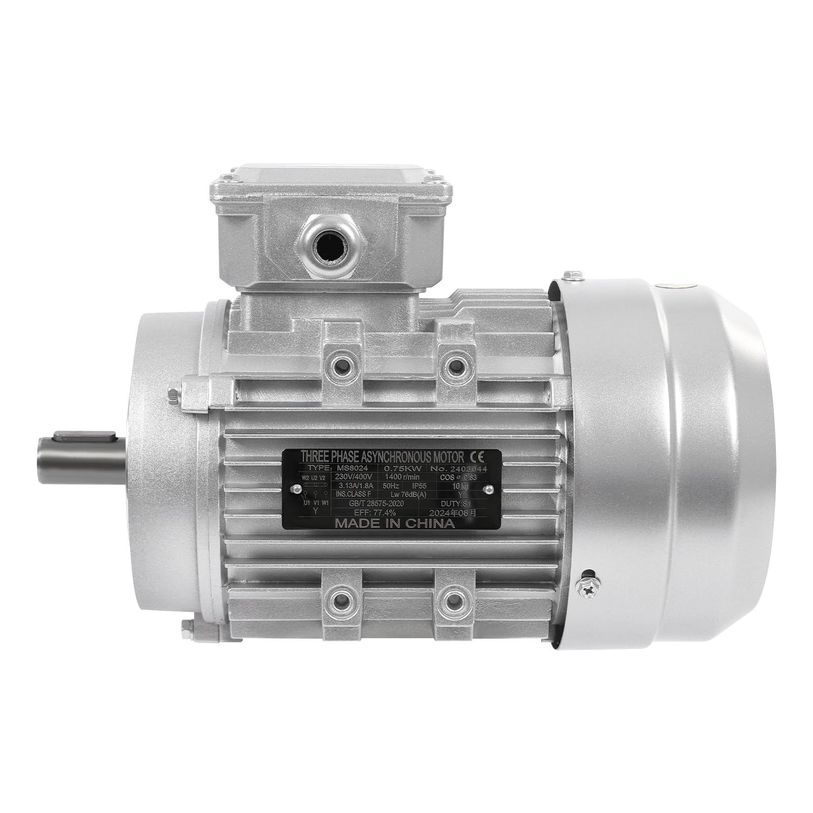 Motor asíncrono de corriente trifásica, 0,75 kW, 1400 rpm, 230/400 V, 3,13/1,8 A, motor eléctrico, S1, diámetro del eje de 19 mm para compresor de bomba y máquinas herramientas