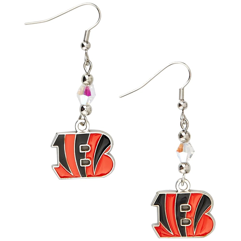 NFL Siskiyou Sports Womens Cincinnati Bengals Crystal Dangle Earrings One Size Team Color