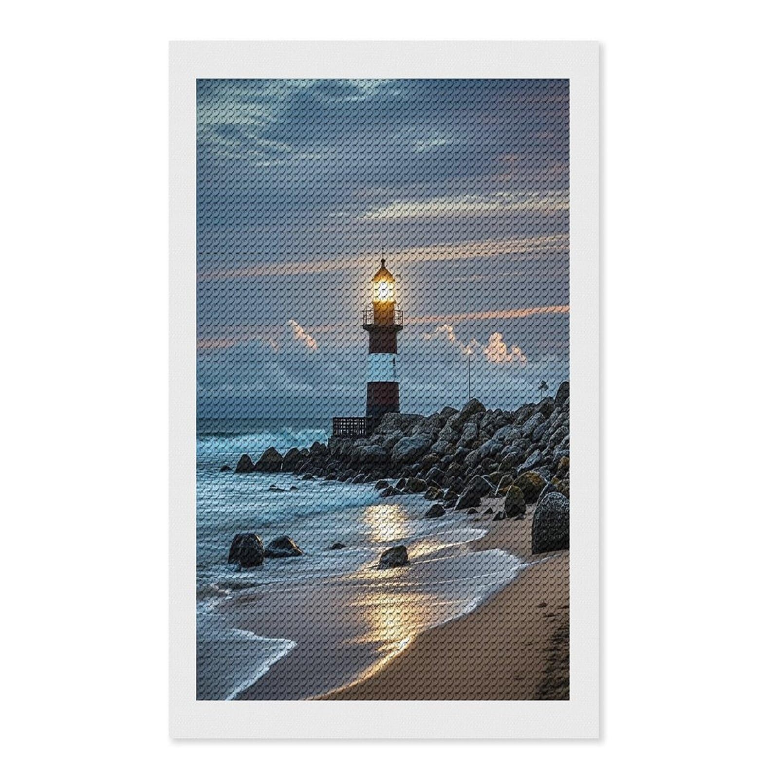 FekiLoot Sea Lighthouse Paint by Numbers Kit for Adults Beginner DIY Diamond Dots Paintings Round Full Drill Diamond Art Kits Picture Diamond Art Painting Kits for Home Decor 12"x20"
