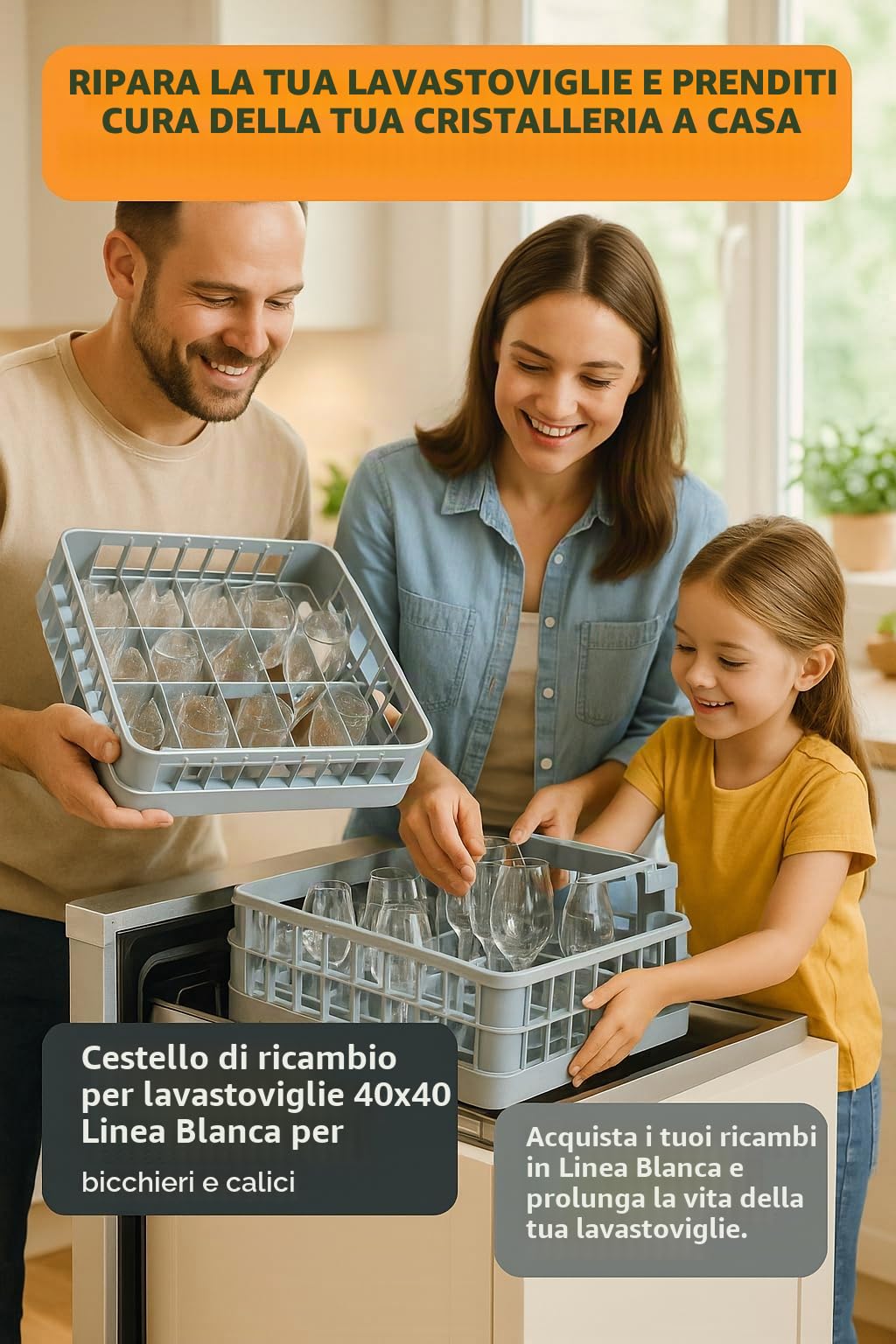 RO Linea Bianca - Cestino per lavastoviglie, 20 pivot, 400 x 400 x 110 mm, in polipropilene industriale, impilabile, forato, essiccato, compatibile con Sammic Silanos Jemi Infrico San Marino