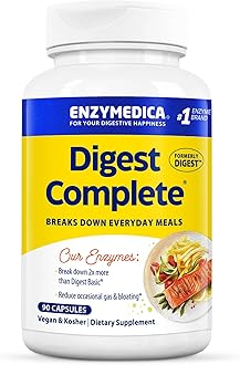 Enzymedica Digest, Full-Range, Everyday Digestive Enzymes, Offers Fast-Acting Gas & Bloating Relief, 90 Count (FFP)