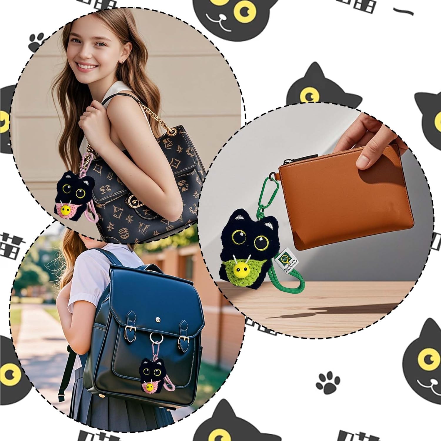 Cat Plush Keychain – Funny Animal Keyring Charm for Women,Kids | Car Key Handbag Purse Backpack Decor & Birthday Gift - Image 2