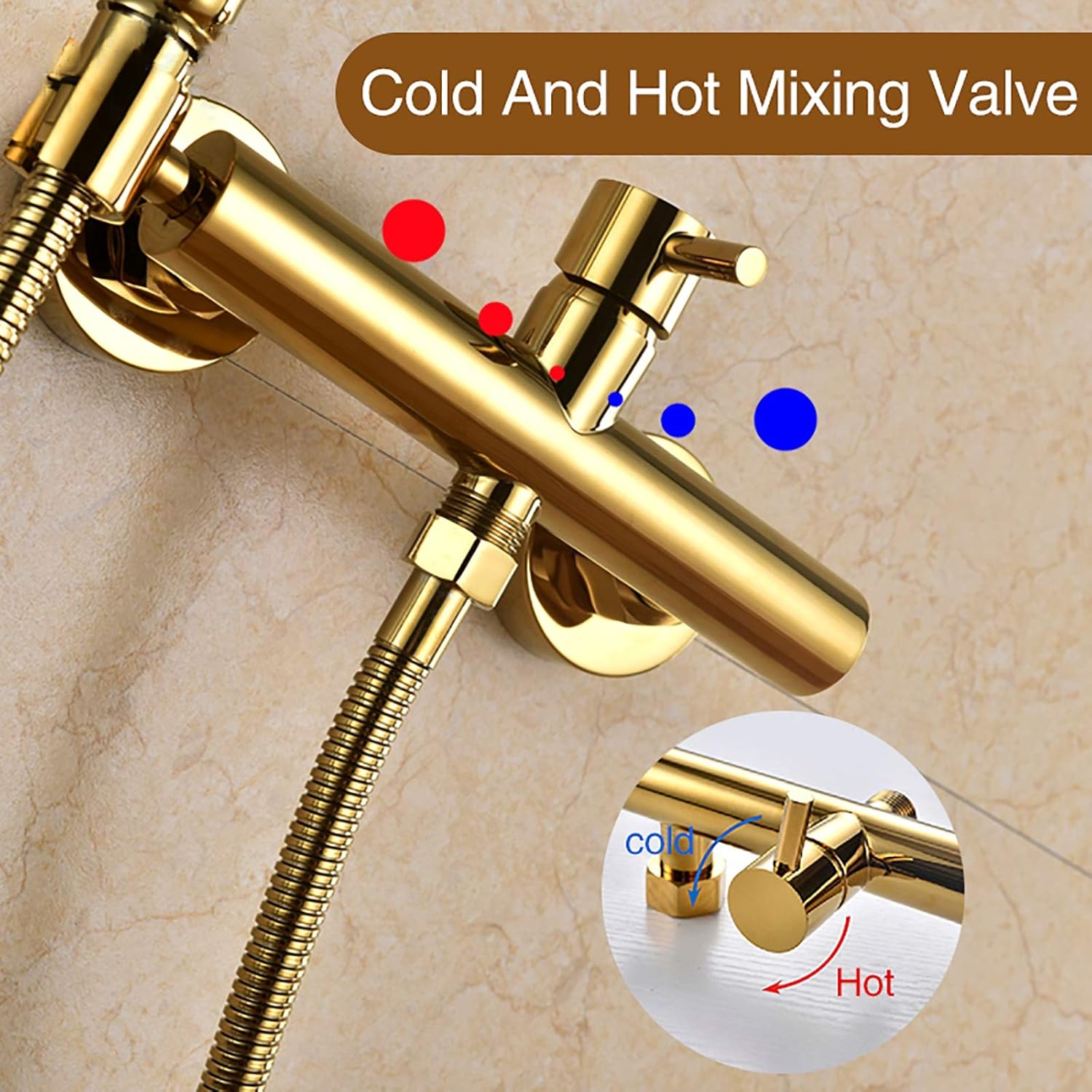 Titanium Gold Handheld Bidet Sprayer for Toilet with Cold and Hot Water, Single Handle Brass Bathroom Cloth Diaper Sprayer Set Wall Mounted Toilet Bidet Sprayer Kit (8.5 Cm Hole Distance)