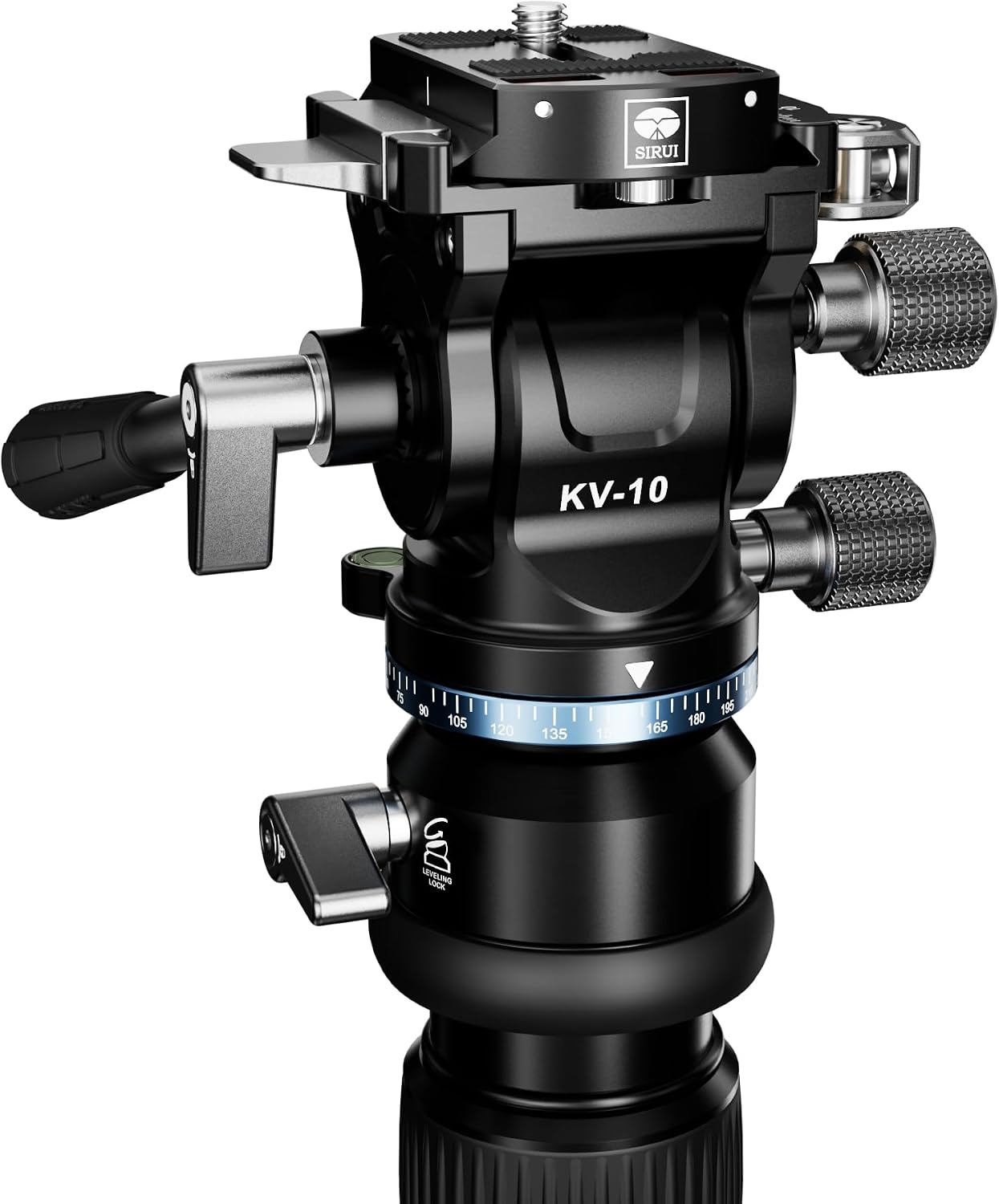 SIRUI Tripod Fluid Head with +/-8°Leveling Base(43mm Dia.), Quick Release Pan&Tilt Head for Travel Shoots, Spontaneous Photo & Video Capture, Max Load 11lb/5kg, KV-10