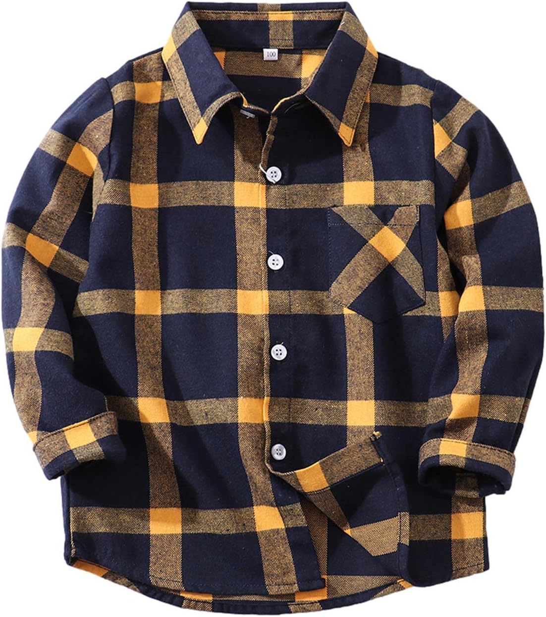 Plaid Shirts for Girl Boy Long Sleeve Button Down Shirt Spring Kid Collared Blouse with Pocket Comfort Soft Tops