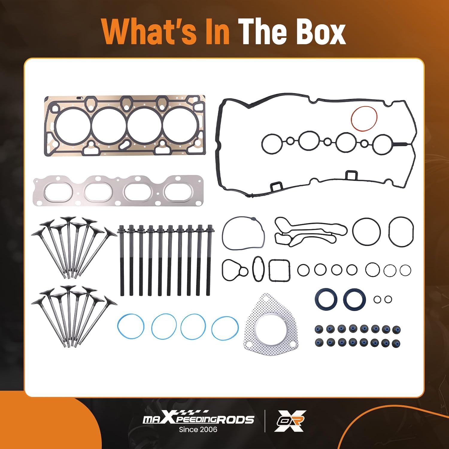 maXpeedingrods Engine Cylinder Head Gasket Bolts Set & Intake Exhaust Valves Kit for Chevy Cruze 2011-2016 Sonic 2012-2017 1.8L L4 DOHC 16v, Replaces HGS345, HS26516PT-1, 55569450