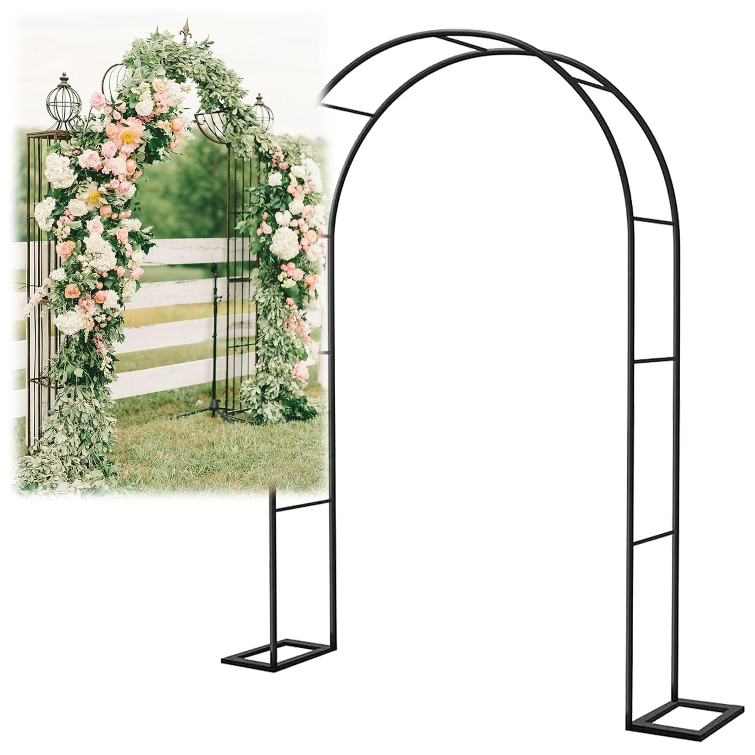 Gartenbogen Rankgitter für Kletterpflanzen und Rosen, Metallstütze, Outdoor-Gartendekoration, Mariafest, 1,6 m - 3,5 m höhenverstellbar, elegantes Design