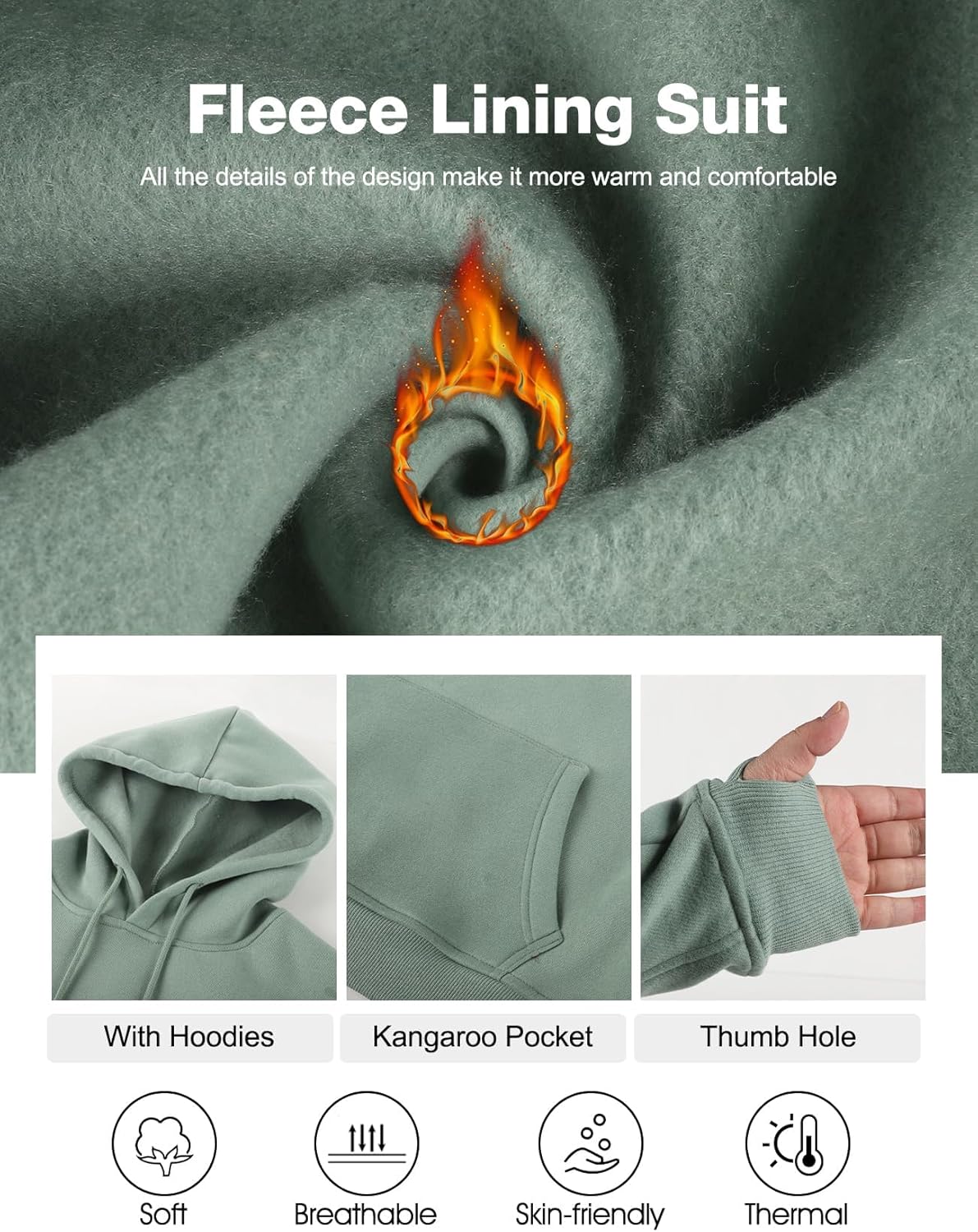 Flygo Womens Fleece 2 Piece Outfits Sweatsuit Crop Pullover Sweatshirt Joggers Pants Tracksuit Set - Image 6