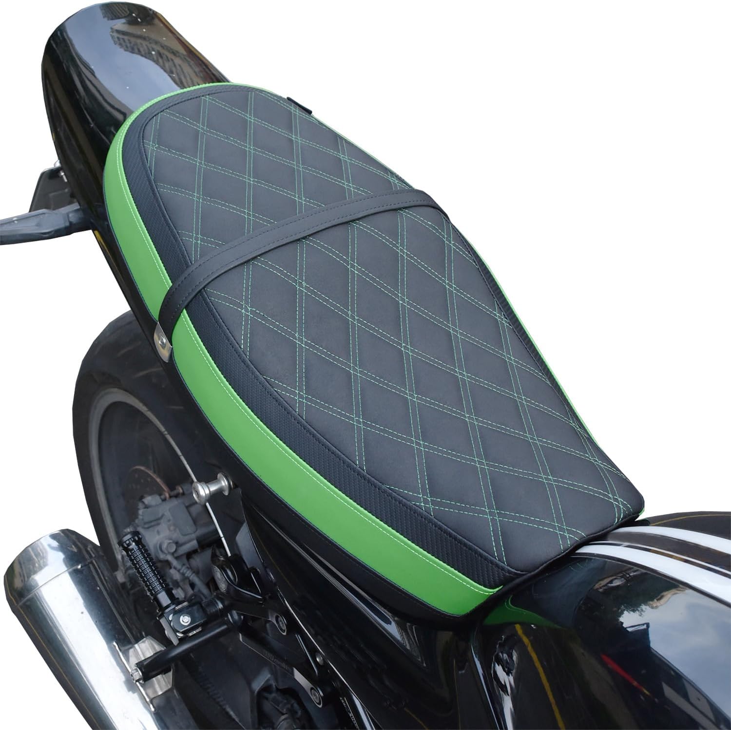 Motorcycle 2-Up Rider Passenger Comfort Seats Fit for Z900RS 2018 2019 2020 2021 2022 2023 2024 2025 2026, One-Piece Complete Seat Leather Cushion Pad, Green