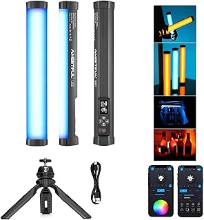 AMBITFUL A2 Full-Color RGB Tube Light, CRI 95 TLCI 97 Accurate Color,2500k-8500K Adjustable,RGB CCT HSI Mode, 29 Fx Light Effect,APP Control Support, Magnet Design (A2+Desktop Tripod)