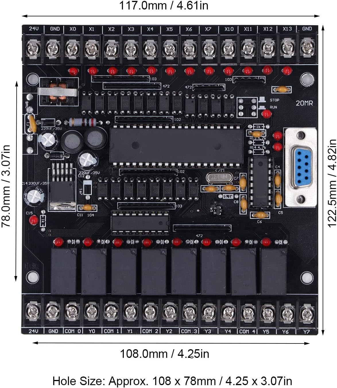 Eujgoov Programmable Logic Controller PLC Industrial Control Board, Industrial Control Board PLC Single Chip Microcomputer 20MR Controller Module DC 24V